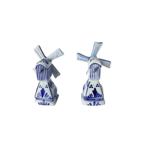Vintage Delft Blue Salt & Pepper Shakers Moving Windmills - Picture 5 of 6